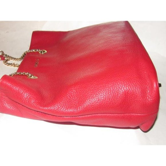 Furla St Alice True Red Leather Gold Accents Satchel - Picture 12 of 12